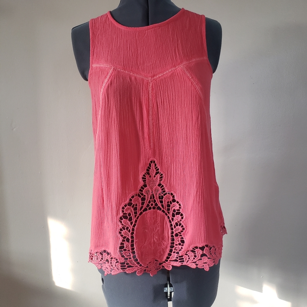 Pink Top with Lace Insert